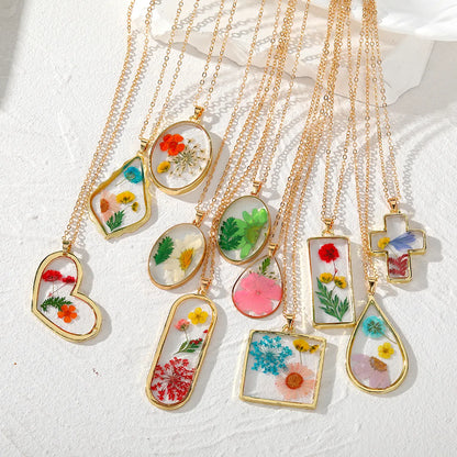 Simple Style Flower Resin Wholesale Pendant Necklace