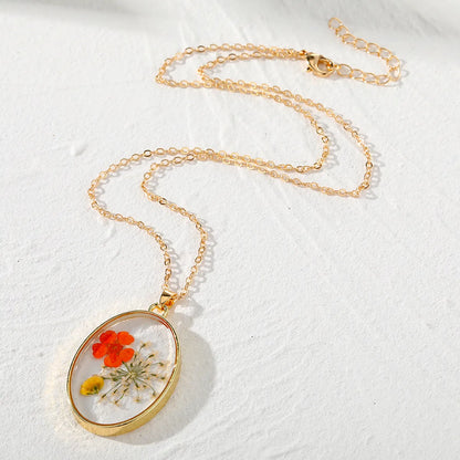 Simple Style Flower Resin Wholesale Pendant Necklace