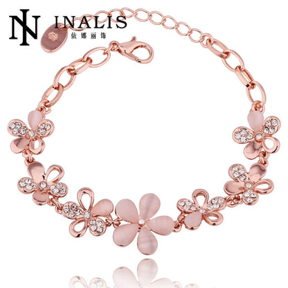 Simple Style Flower Rhinestone Opal Women's Bracelets