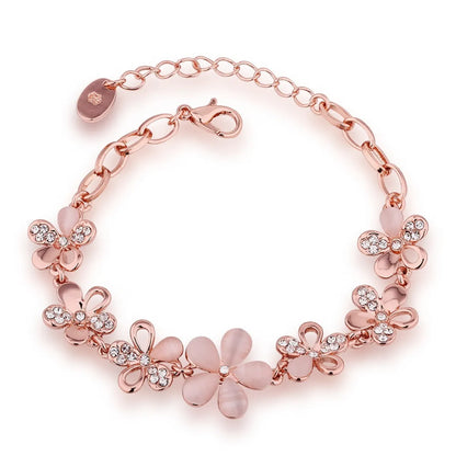 Simple Style Flower Rhinestone Opal Women's Bracelets