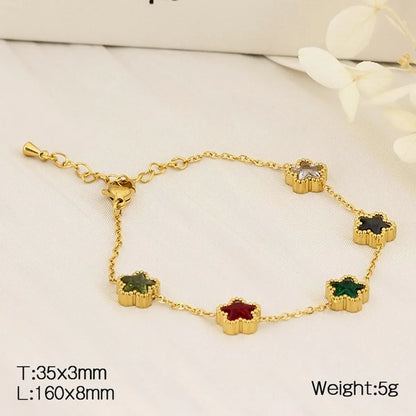 Simple Style Flower Rhombus 304 Stainless Steel 18K Gold Plated Zircon Bracelets In Bulk