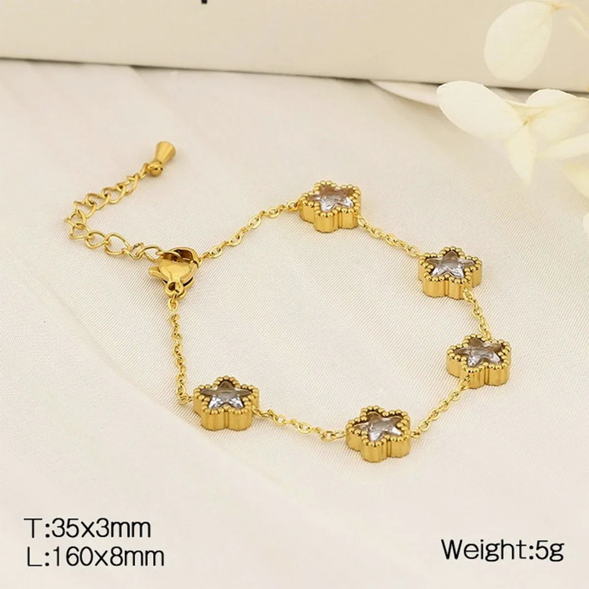 Simple Style Flower Rhombus 304 Stainless Steel 18K Gold Plated Zircon Bracelets In Bulk