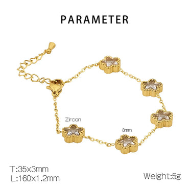 Simple Style Flower Rhombus 304 Stainless Steel 18K Gold Plated Zircon Bracelets In Bulk