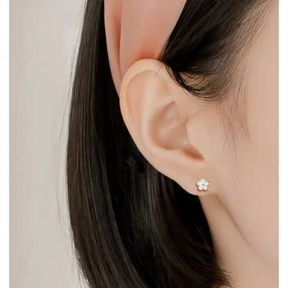 Simple Style Flower Silver Plating Ear Studs 1 Pair