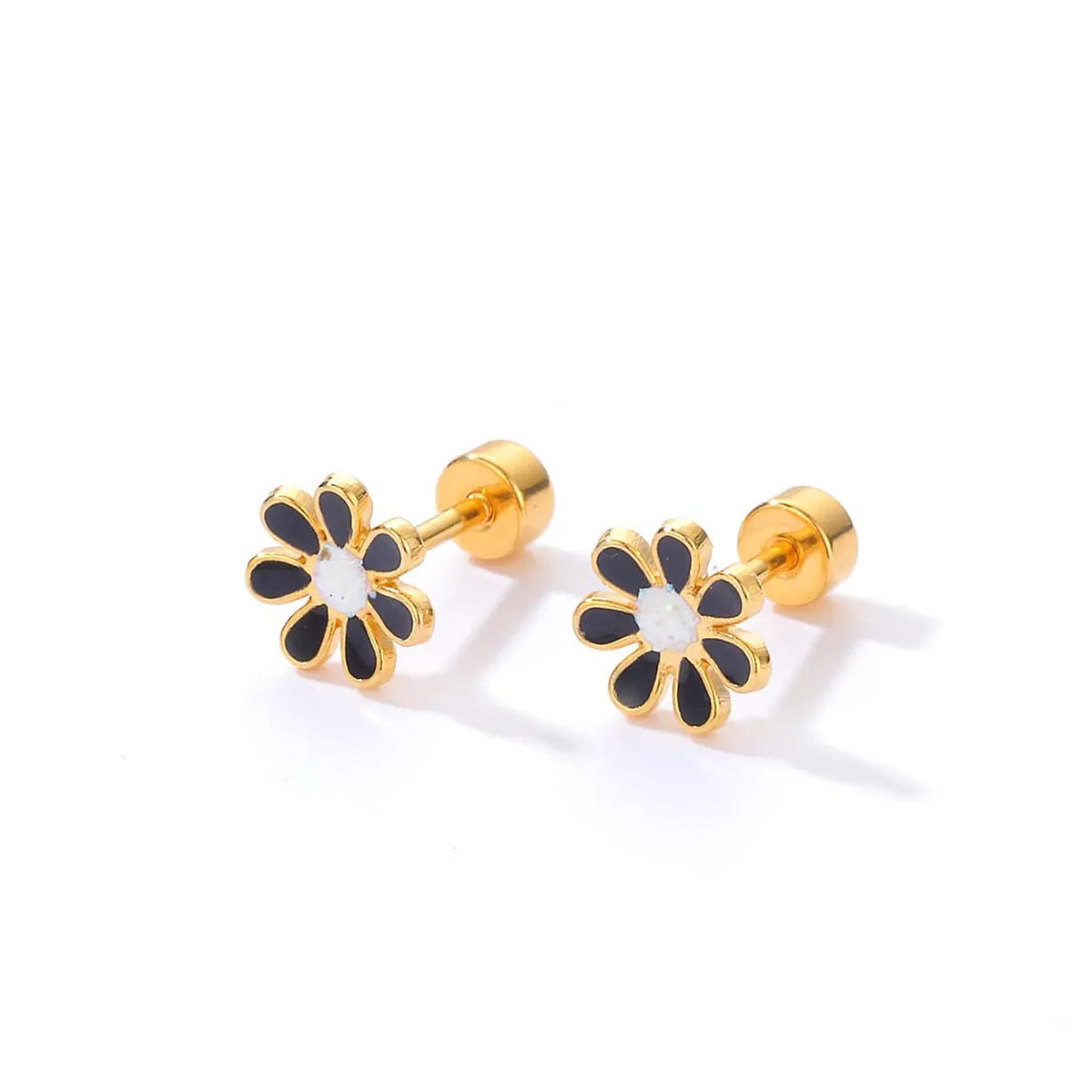 Simple Style Flower Plating Stainless Steel Ear Studs