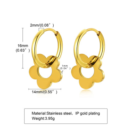 1 Pair Simple Style Flower Plating Stainless Steel Earrings