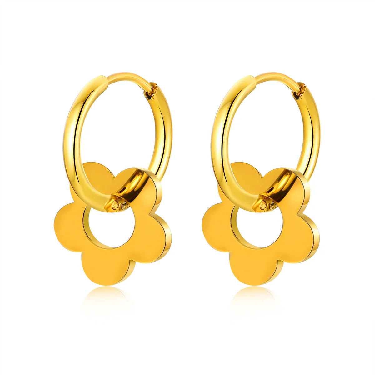 1 Pair Simple Style Flower Plating Stainless Steel Earrings