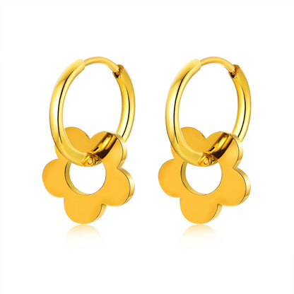 1 Pair Simple Style Flower Plating Stainless Steel Earrings