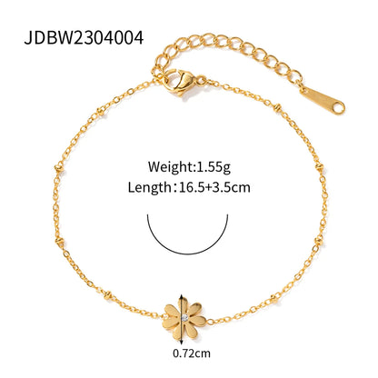 Simple Style Flower Stainless Steel Titanium Steel Bracelets In Bulk