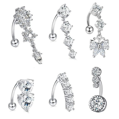 Simple Style Flower Stainless Steel Inlay Zircon Belly Ring 1 Piece