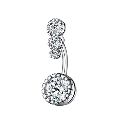 Simple Style Flower Stainless Steel Inlay Zircon Belly Ring 1 Piece