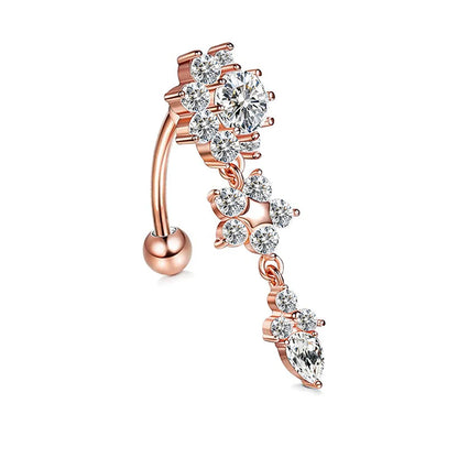 Simple Style Flower Stainless Steel Inlay Zircon Belly Ring 1 Piece