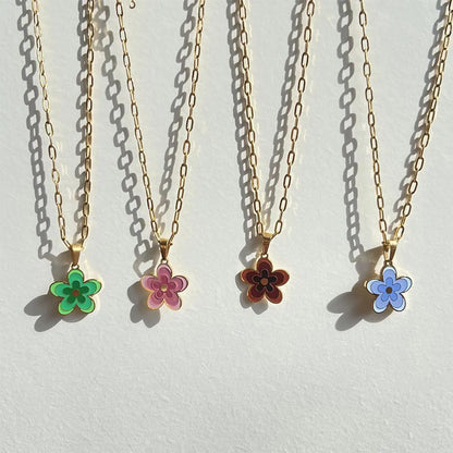 Simple Style Flower Stainless Steel Necklace Plating Stainless Steel Necklaces