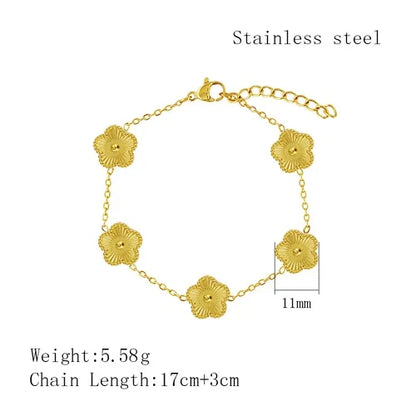 Simple Style Flower 304 Stainless Steel 18K Gold Plated Bracelets In Bulk