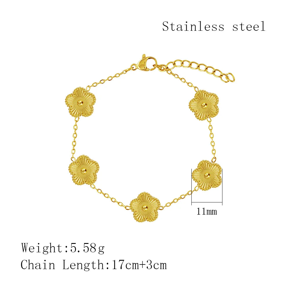 Simple Style Flower 304 Stainless Steel 18K Gold Plated Bracelets In Bulk