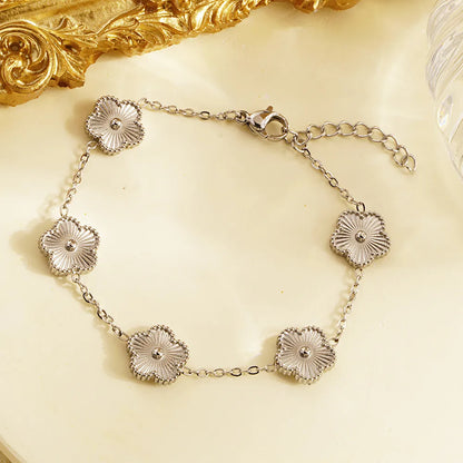 Simple Style Flower 304 Stainless Steel 18K Gold Plated Bracelets In Bulk