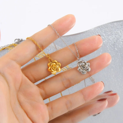 Wholesale Jewelry Simple Style Flower 304 Stainless Steel 667 Stainless Steel 18K Gold Plated Plating Necklace