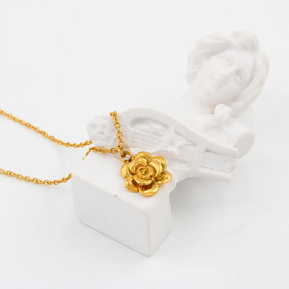 Wholesale Jewelry Simple Style Flower 304 Stainless Steel 667 Stainless Steel 18K Gold Plated Plating Necklace