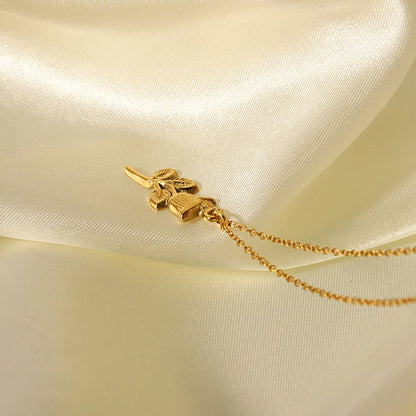 Simple Style Flower Stainless Steel Plating 18k Gold Plated Pendant Necklace