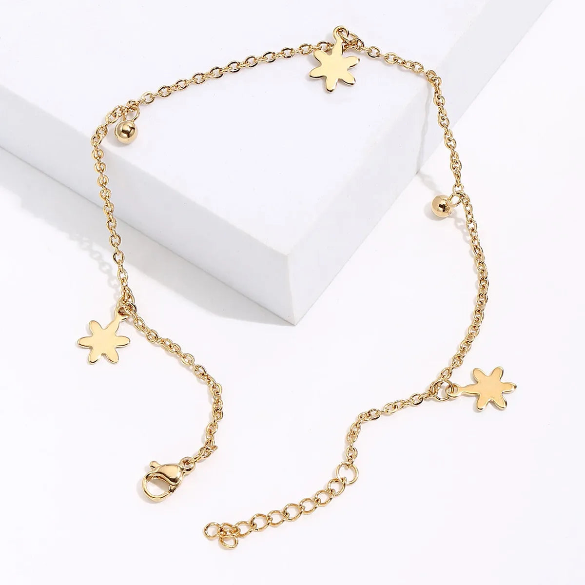 Simple Style Flower 201 Stainless Steel Plating 18K Gold Plated Unisex Anklet