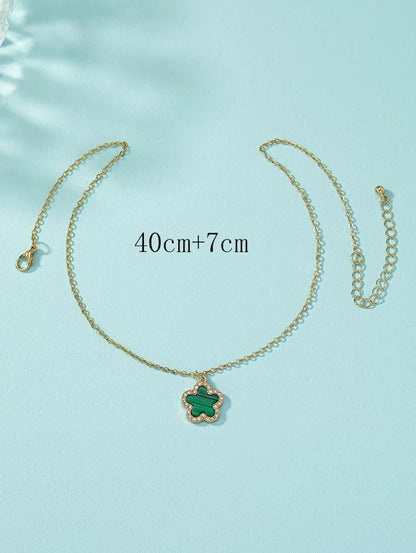 Simple Style Flower Stainless Steel Plating Inlay Rhinestones Pendant Necklace