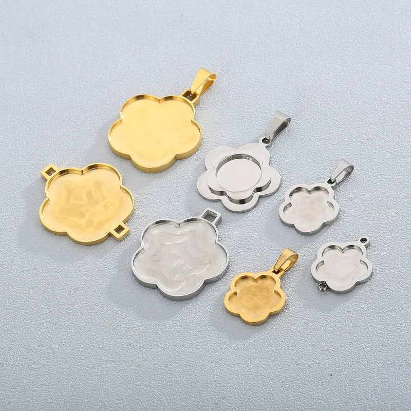 1 Piece Stainless Steel 18K Gold Plated Flower