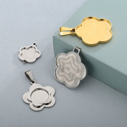 1 Piece Stainless Steel 18K Gold Plated Flower