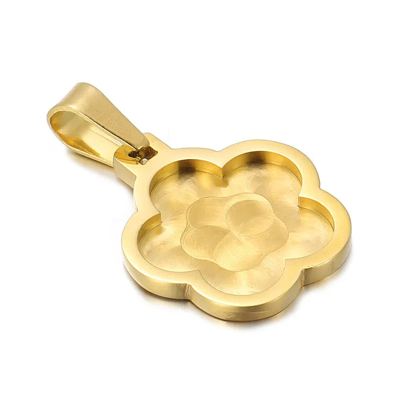 1 Piece Stainless Steel 18K Gold Plated Flower