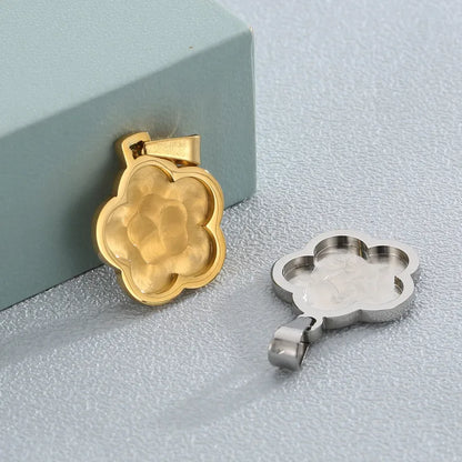 1 Piece Stainless Steel 18K Gold Plated Flower