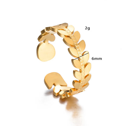 Simple Style Flower Stainless Steel Plating Open Rings