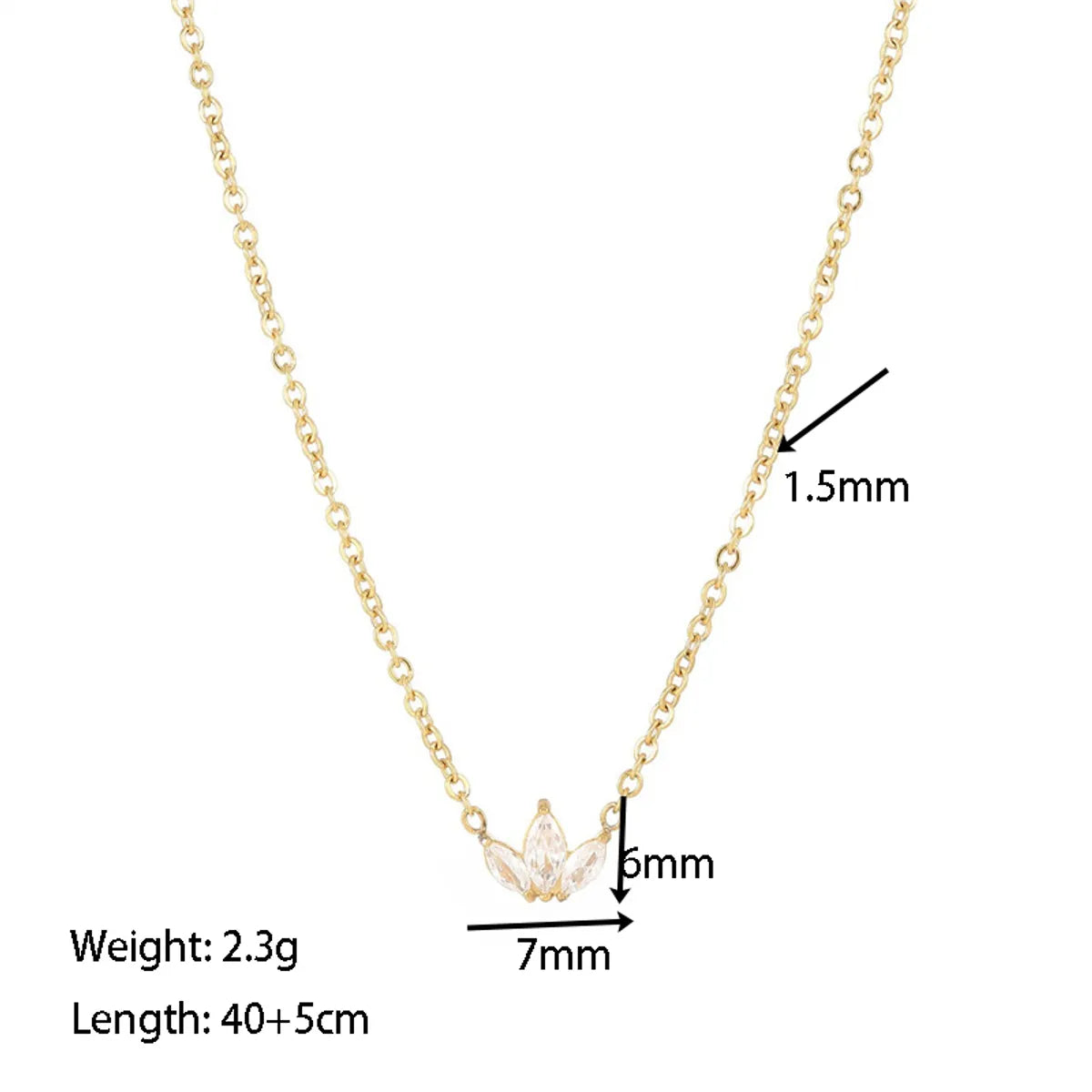 Wholesale Jewelry Simple Style Flower 304 Stainless Steel Zircon White Gold Plated Gold Plated Plating Inlay Pendant Necklace