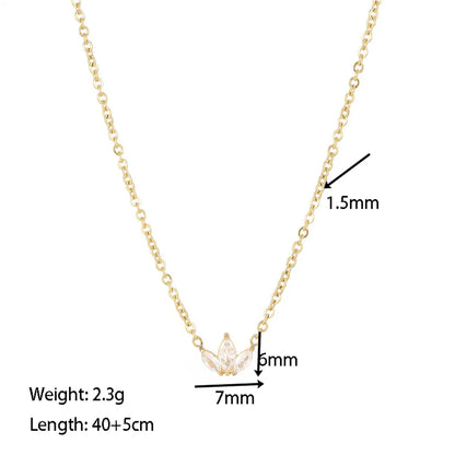 Wholesale Jewelry Simple Style Flower 304 Stainless Steel Zircon White Gold Plated Gold Plated Plating Inlay Pendant Necklace