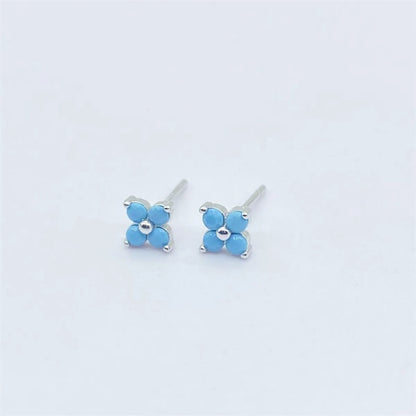 Simple Style Flower Sterling Silver Inlay Artificial Diamond Ear Studs 1 Pair