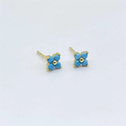 Simple Style Flower Sterling Silver Inlay Artificial Diamond Ear Studs 1 Pair