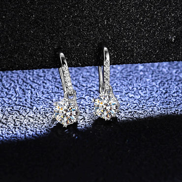 Simple Style Flower Sterling Silver Inlay Moissanite Zircon Earrings