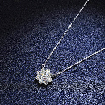 Simple Style Flower Sterling Silver Inlay Moissanite Zircon Pendant Necklace