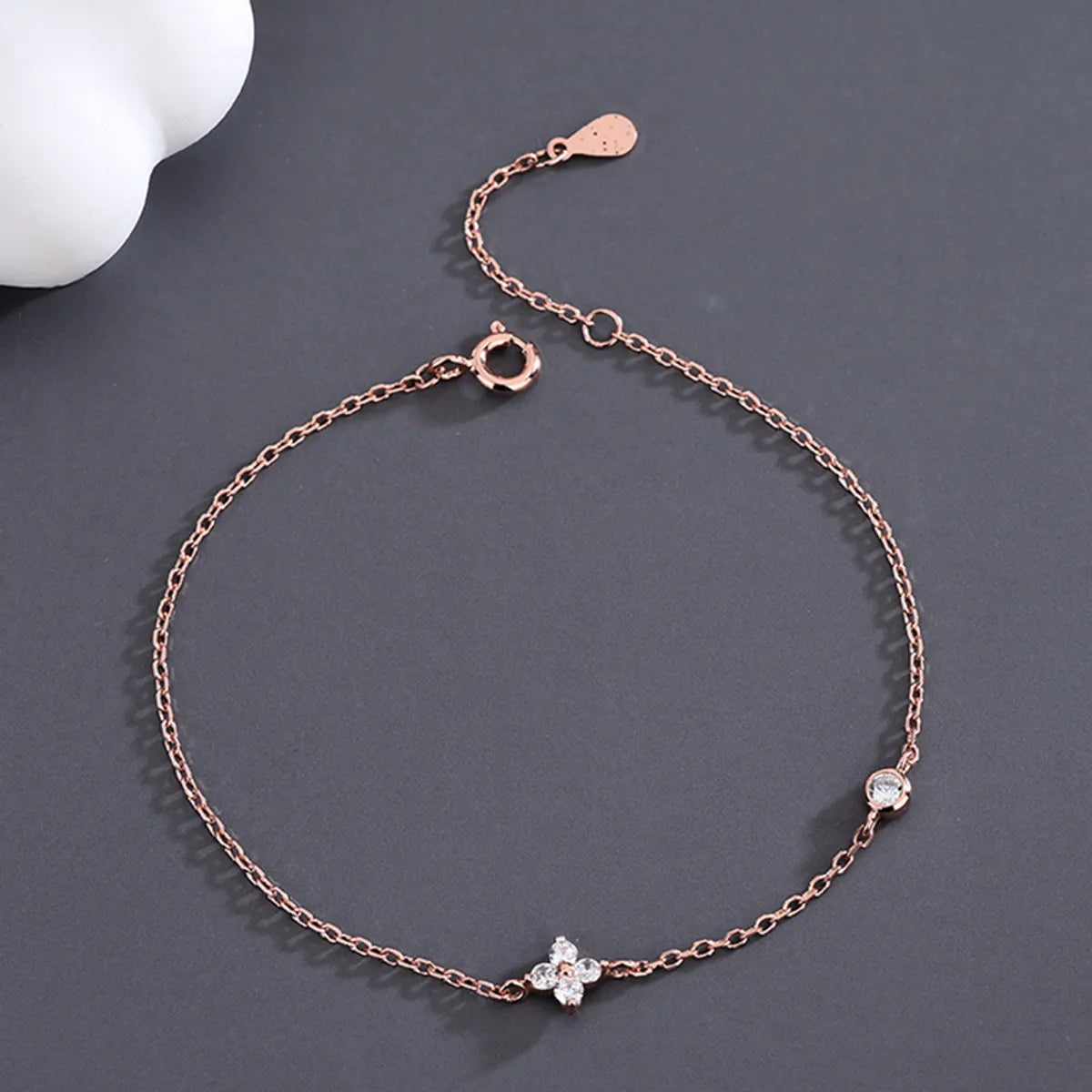 Simple Style Flower Sterling Silver Inlay Zircon Bracelets