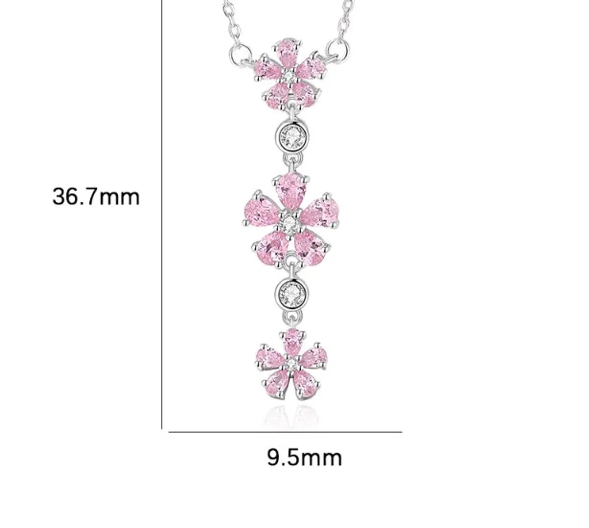 Simple Style Flower Sterling Silver Pendant Necklace