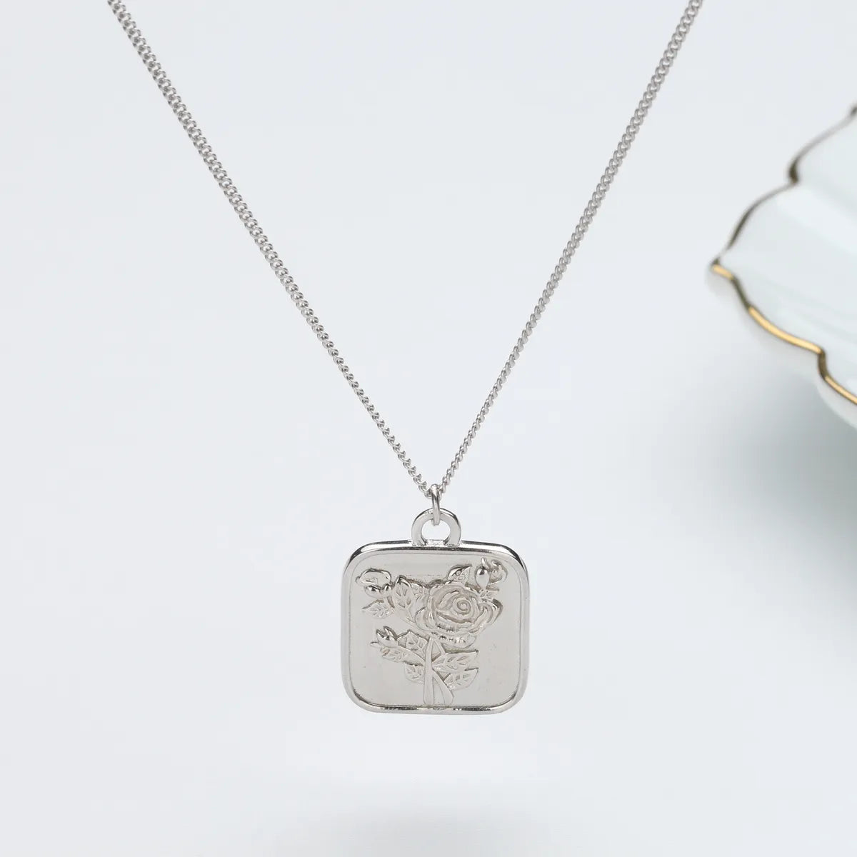 Simple Style Flower Sterling Silver Plating Gold Plated Pendant Necklace