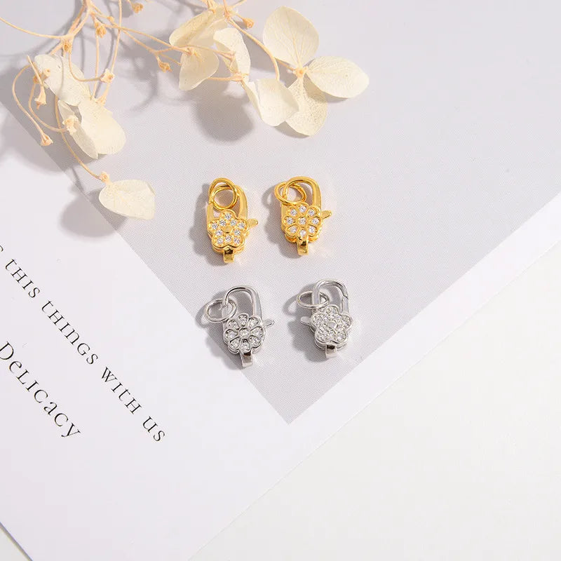 Simple Style Flower Sterling Silver Plating Inlay Zircon Gold Plated Charms Jewelry Accessories