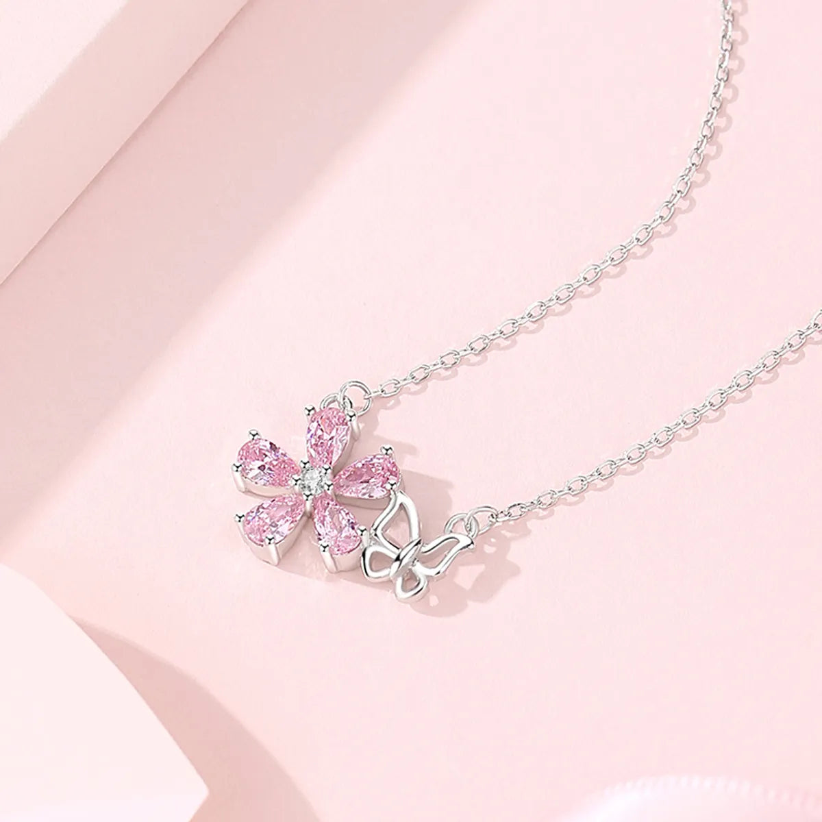 Simple Style Flower Sterling Silver Plating Pendant Necklace