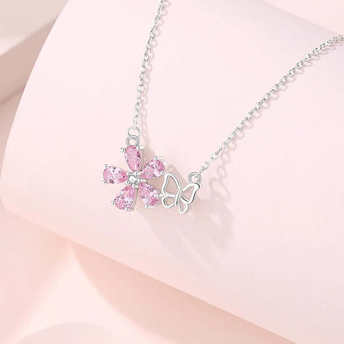 Simple Style Flower Sterling Silver Plating Pendant Necklace