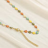 Wholesale Jewelry Simple Style Flower Titanium Steel 18K Gold Plated Enamel Bracelets Necklace