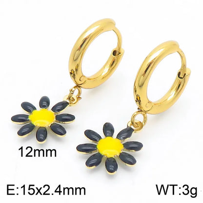 Wholesale Jewelry Simple Style Flower Titanium Steel 18K Gold Plated Enamel Bracelets Necklace