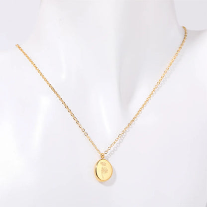 201 Stainless Steel 304 Stainless Steel Titanium Steel Gold Plated Simple Style Plating Flower Pendant Necklace