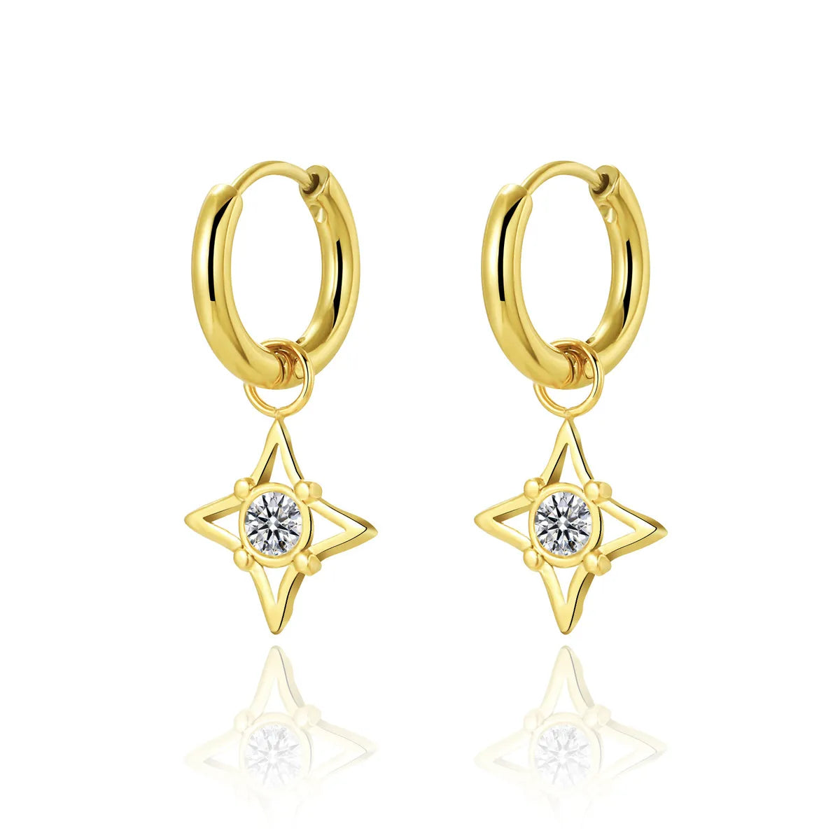 1 Pair Simple Style Flower Plating Inlay Titanium Steel Opal 14k Gold Plated Drop Earrings