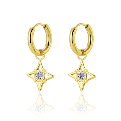 1 Pair Simple Style Flower Plating Inlay Titanium Steel Opal 14k Gold Plated Drop Earrings