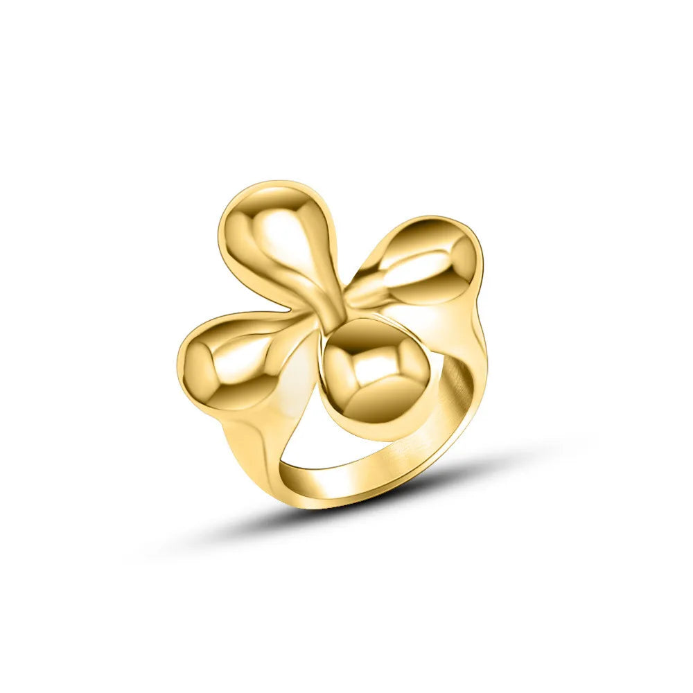 Wholesale Jewelry Simple Style Flower Titanium Steel 18K Gold Plated Plating Rings