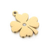 1 Piece Stainless Steel Rhinestones 18K Gold Plated Four Leaf Clover