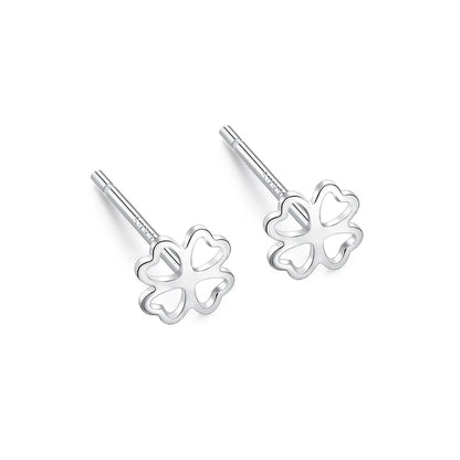 Simple Style Four Leaf Clover Star Heart Shape Silver Ear Studs 1 Pair